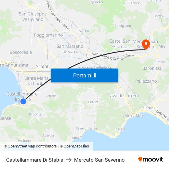 Castellammare Di Stabia to Mercato San Severino map