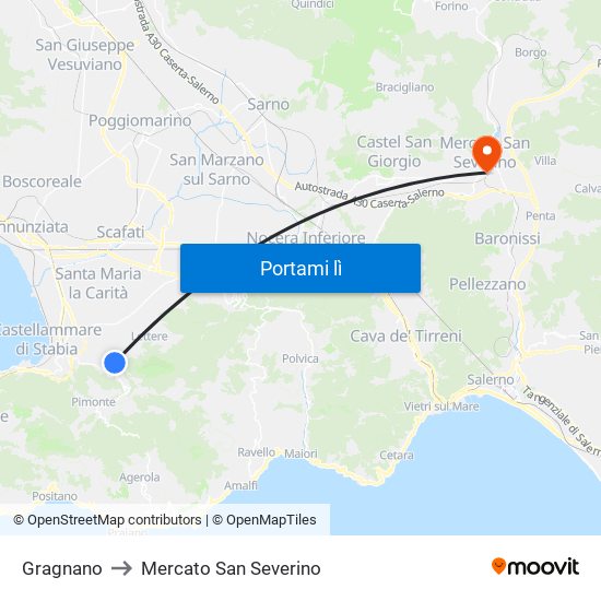 Gragnano to Mercato San Severino map