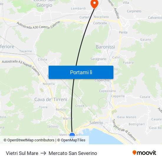 Vietri Sul Mare to Mercato San Severino map