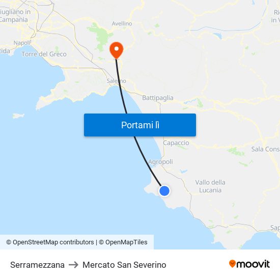 Serramezzana to Mercato San Severino map