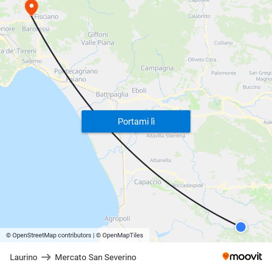 Laurino to Mercato San Severino map