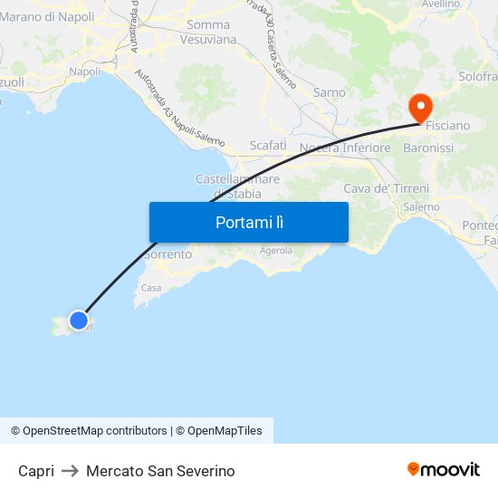 Capri to Mercato San Severino map