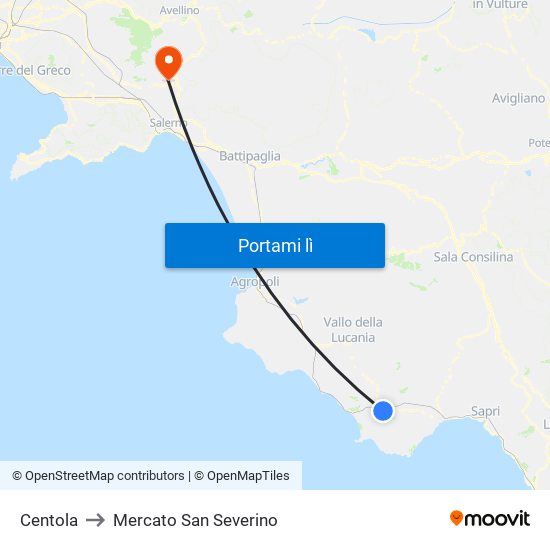 Centola to Mercato San Severino map