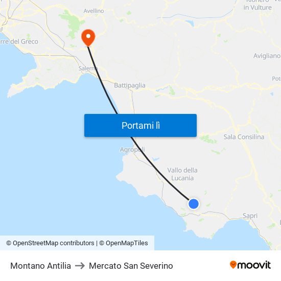 Montano Antilia to Mercato San Severino map