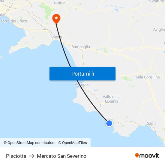 Pisciotta to Mercato San Severino map