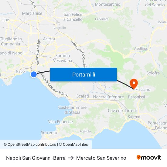 Napoli San Giovanni-Barra to Mercato San Severino map