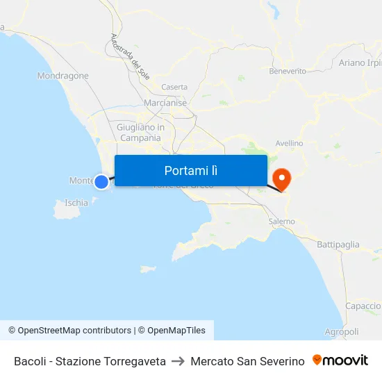 Bacoli - Stazione Torregaveta to Mercato San Severino map
