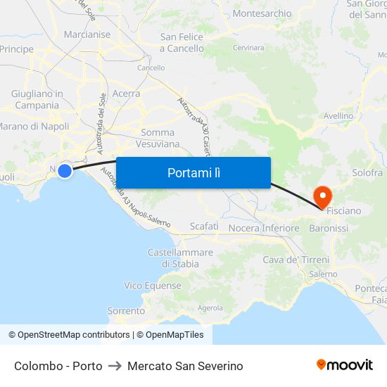 Colombo - Porto to Mercato San Severino map
