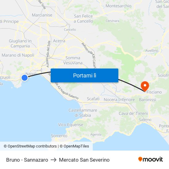 Bruno - Sannazaro to Mercato San Severino map