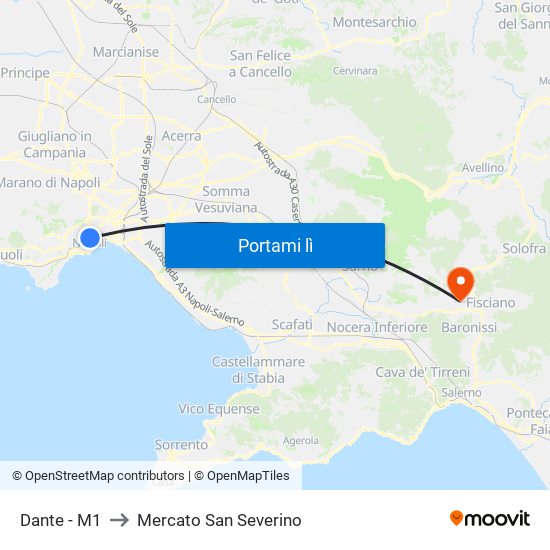 Dante - M1 to Mercato San Severino map