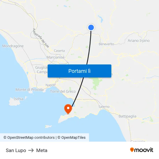 San Lupo to Meta map
