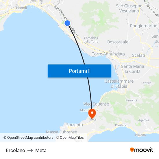 Ercolano to Meta map