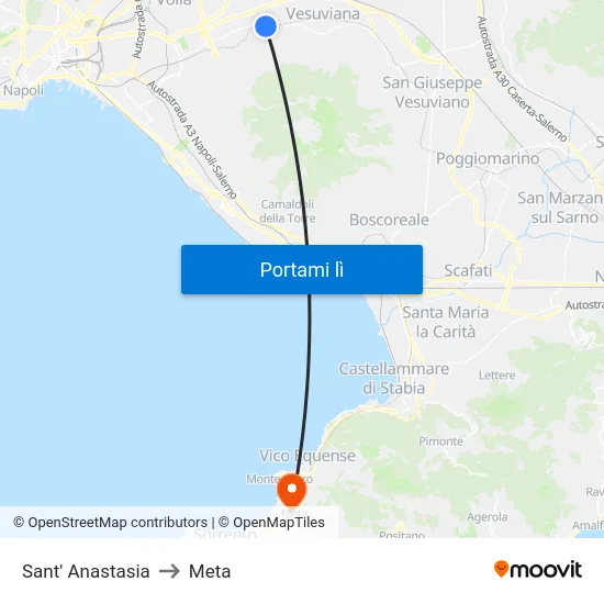 Sant' Anastasia to Meta map
