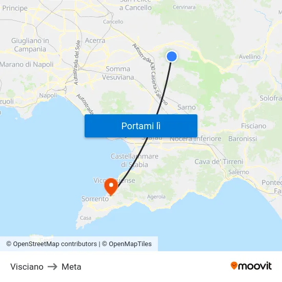 Visciano to Meta map