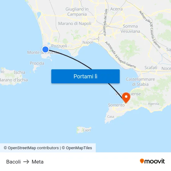 Bacoli to Meta map