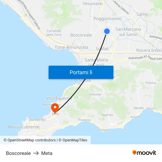 Boscoreale to Meta map