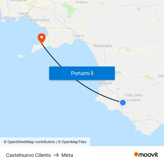 Castelnuovo Cilento to Meta map