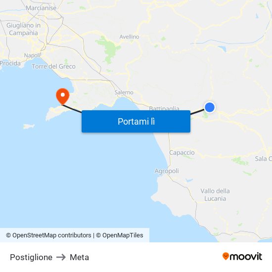 Postiglione to Meta map
