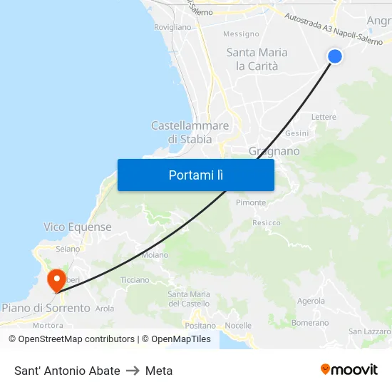 Sant' Antonio Abate to Meta map