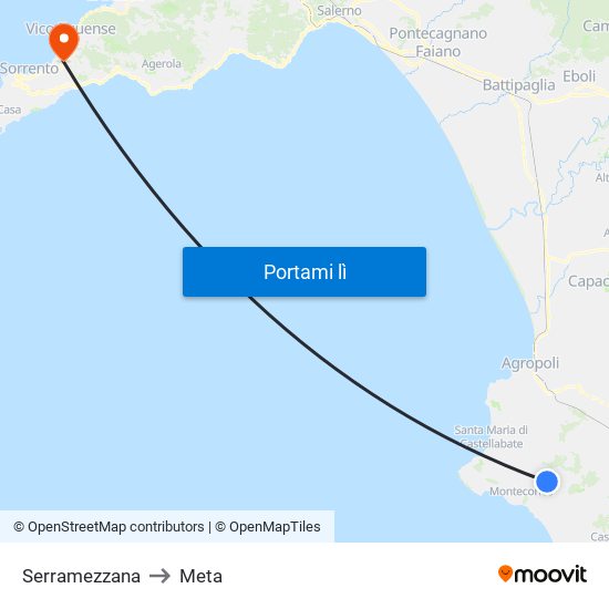 Serramezzana to Meta map