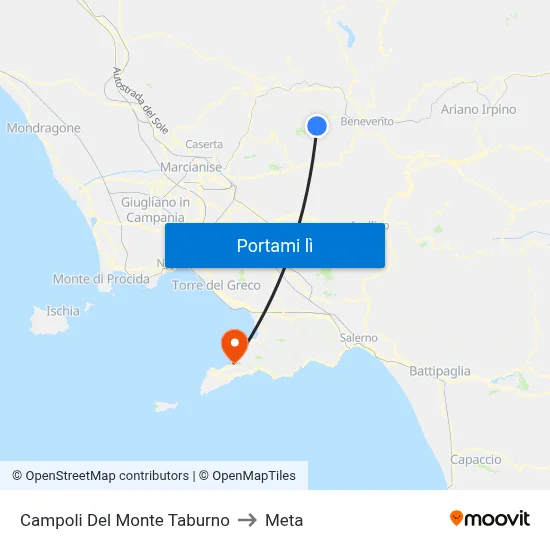 Campoli Del Monte Taburno to Meta map