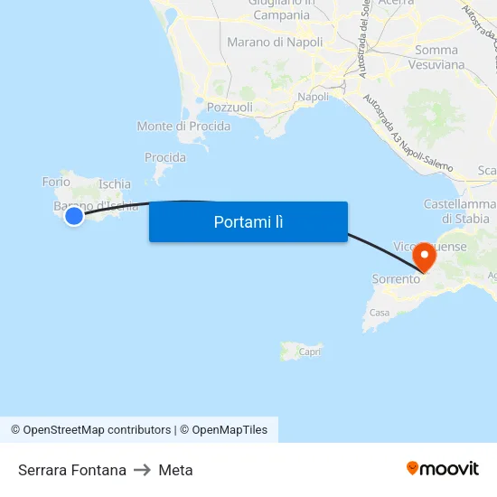 Serrara Fontana to Meta map