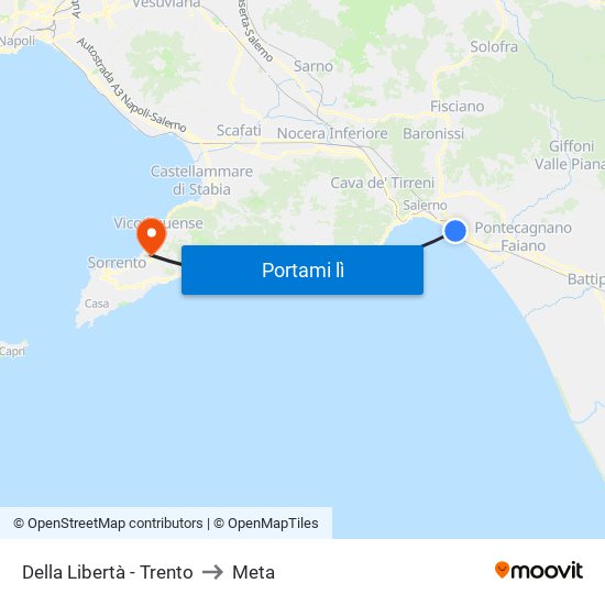 Della Libertà - Trento to Meta map