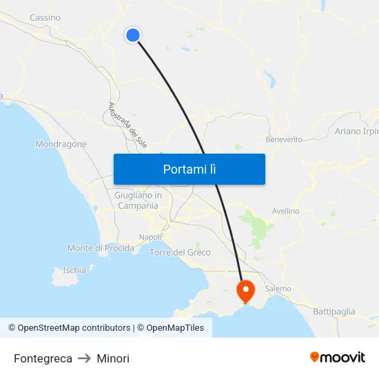 Fontegreca to Minori map