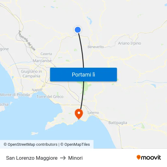 San Lorenzo Maggiore to Minori map