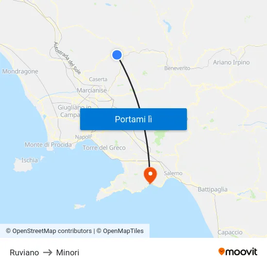 Ruviano to Minori map