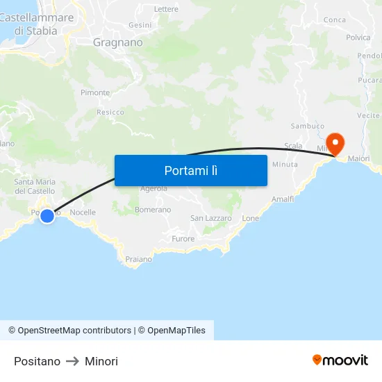 Positano to Minori map