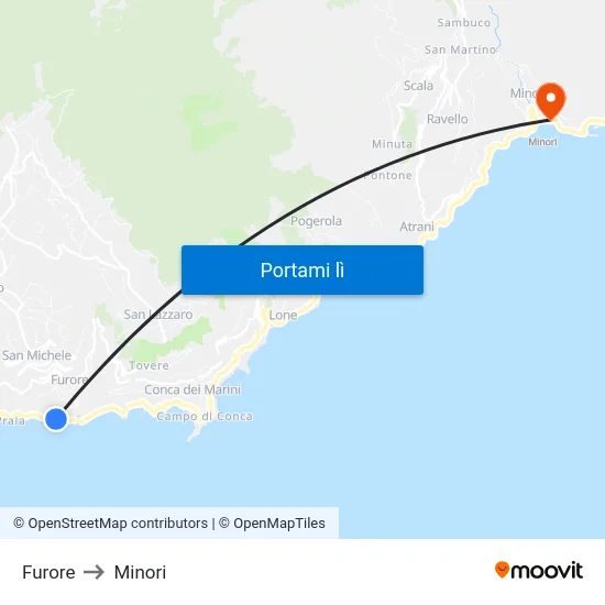 Furore to Minori map