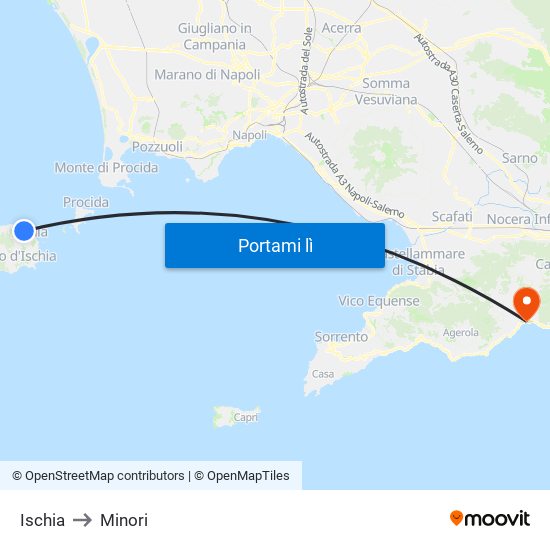 Ischia to Minori map