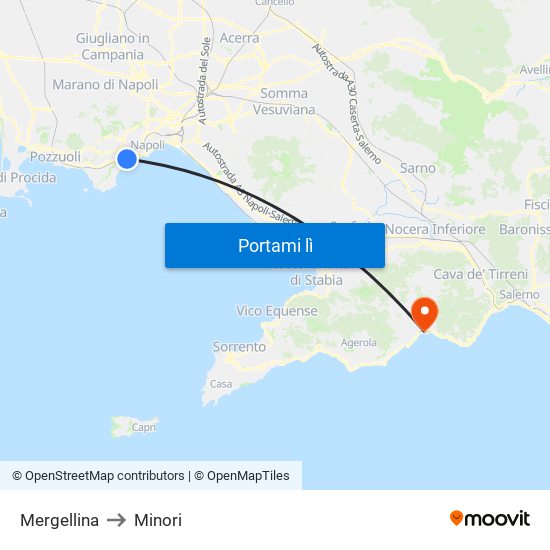Mergellina to Minori map