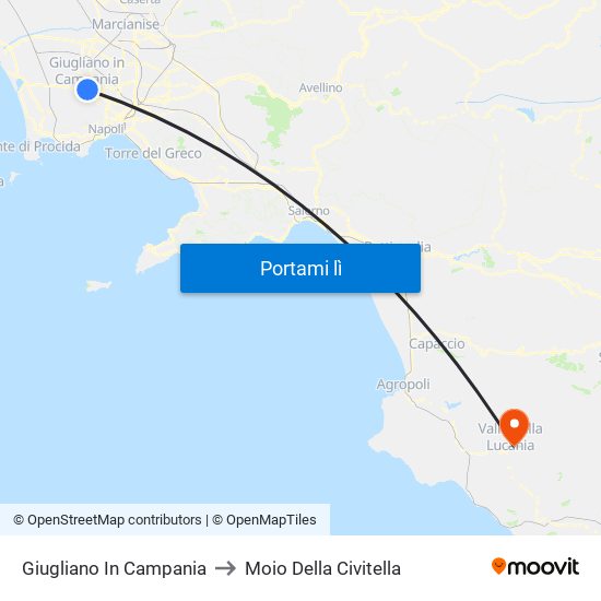 Giugliano In Campania to Moio Della Civitella map