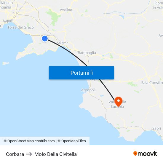 Corbara to Moio Della Civitella map