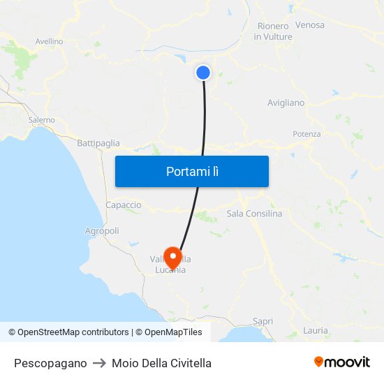 Pescopagano to Moio Della Civitella map