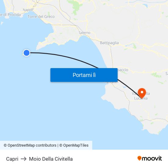 Capri to Moio Della Civitella map