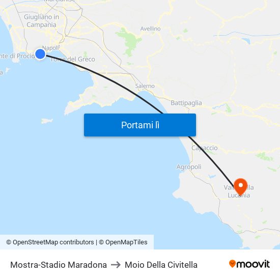 Mostra-Stadio Maradona to Moio Della Civitella map