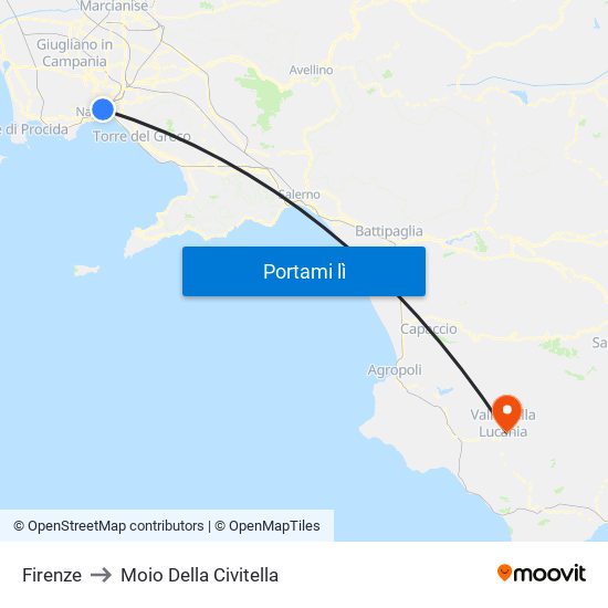 Firenze to Moio Della Civitella map