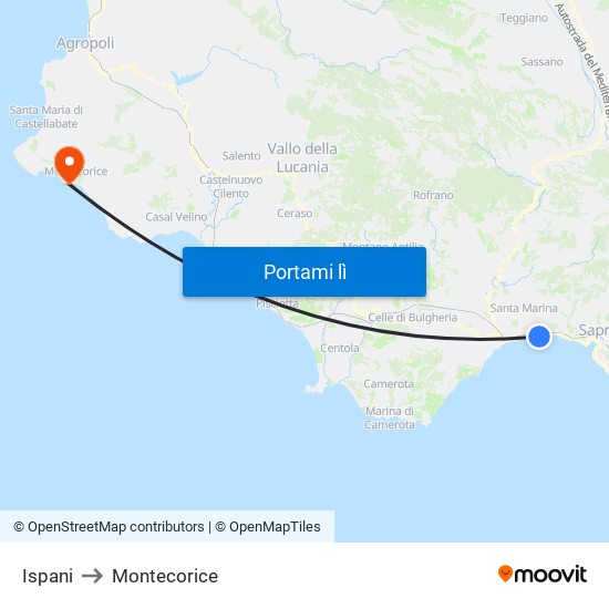 Ispani to Montecorice map