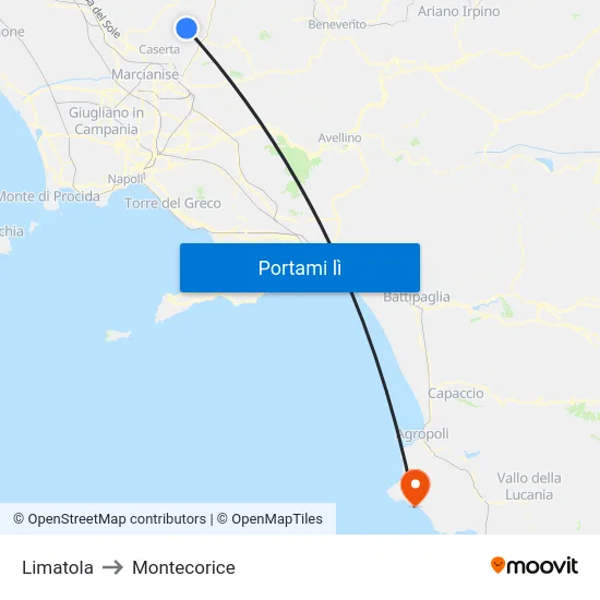Limatola to Montecorice map