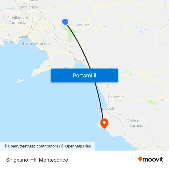 Sirignano to Montecorice map