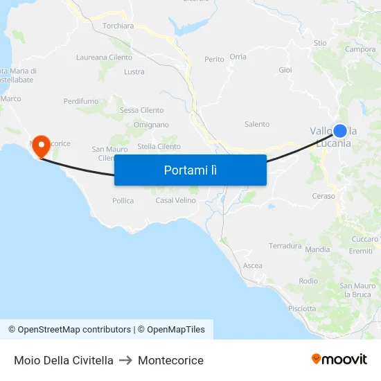 Moio Della Civitella to Montecorice map