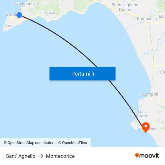 Sant' Agnello to Montecorice map