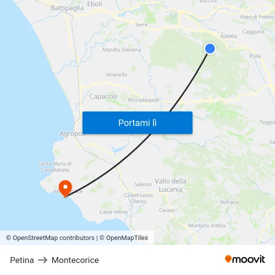 Petina to Montecorice map