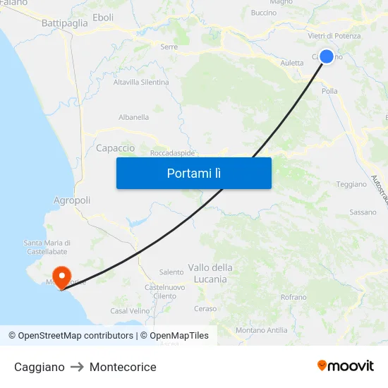 Caggiano to Montecorice map