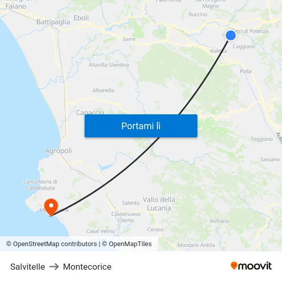 Salvitelle to Montecorice map