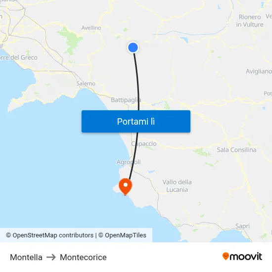 Montella to Montecorice map