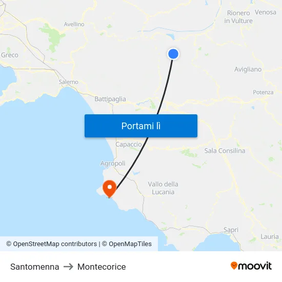 Santomenna to Montecorice map